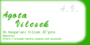agota vilcsek business card